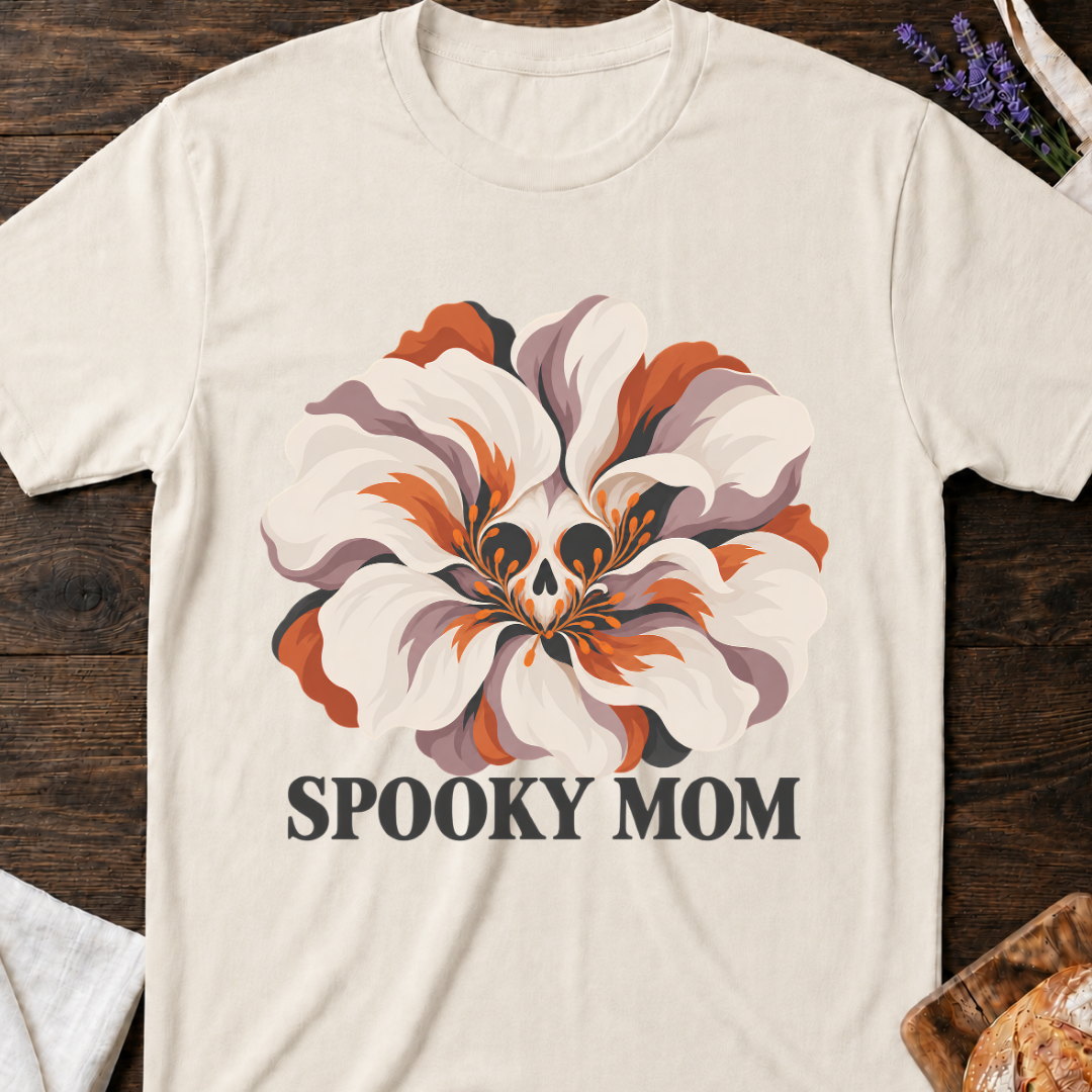 Spooky Mom Vintage Flower Skull Graphic T-Shirt