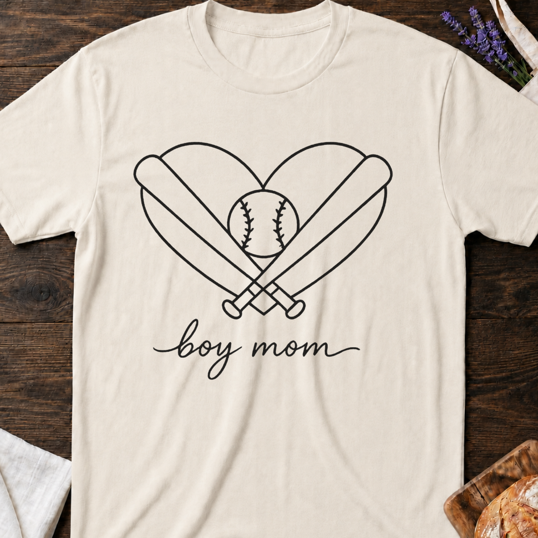 Boy Mom Baseball Heart T-Shirt