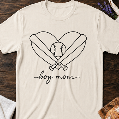 Boy Mom Baseball Heart T-Shirt