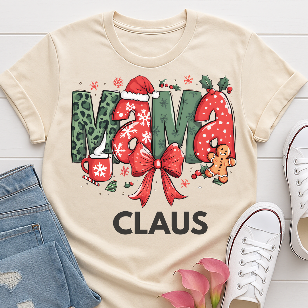 Mama Claus Bow Christmas T-shirt
