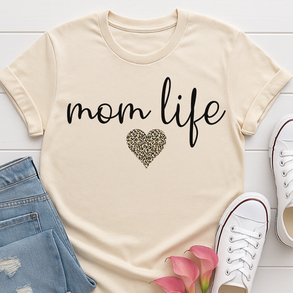 Mom Life Leopard Heart T-shirt - Cute Mama Tee
