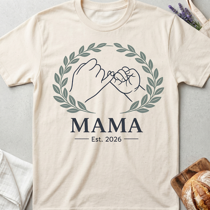 Minimalist Mama Est 2026 T-Shirt - New Mom Line Art Tee