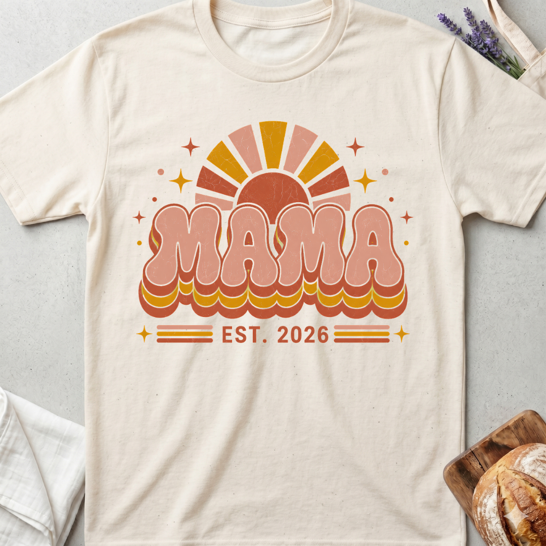 Retro Mama Shirt Est. 2026 – Vintage Boho Mom Tee