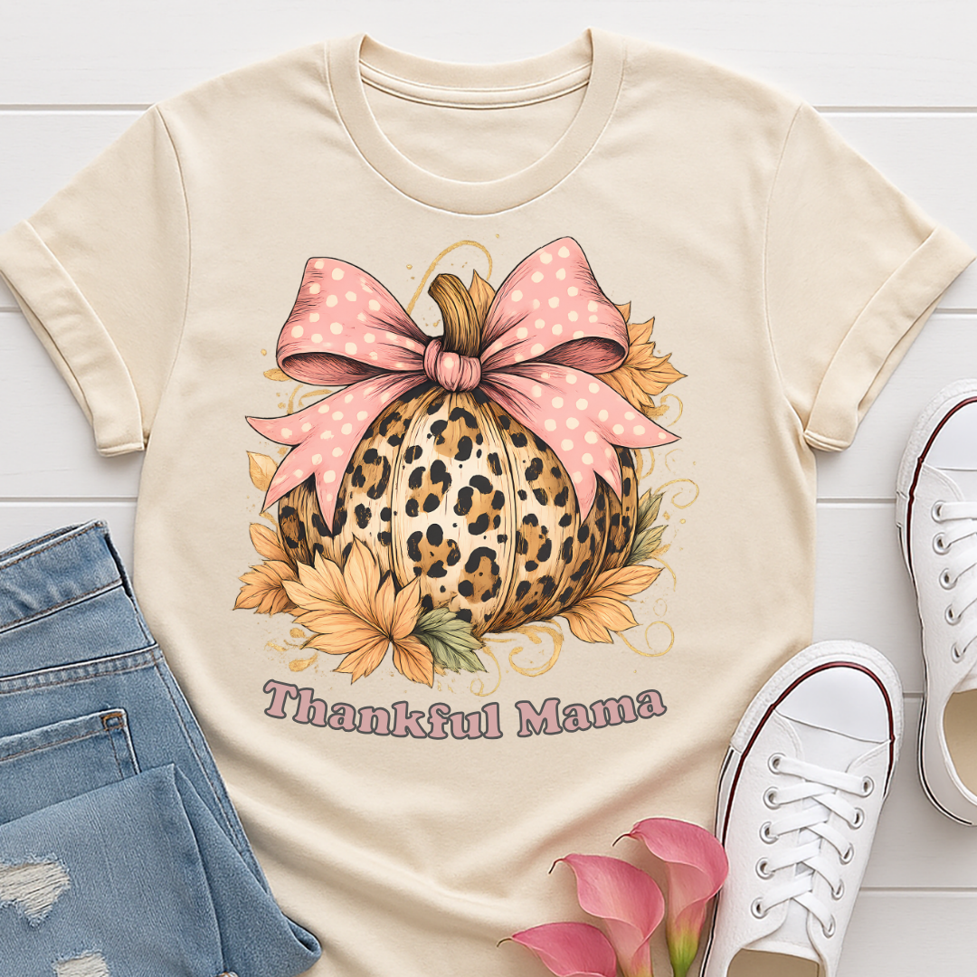 Thankful Mama Leopard Fall T-shirt