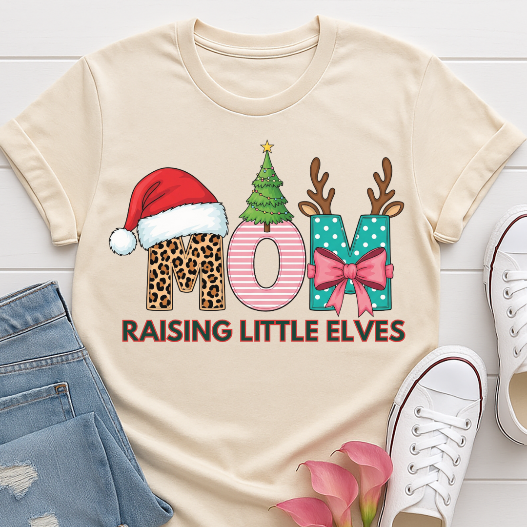 Mom Raising Little Elves Christmas T-shirt
