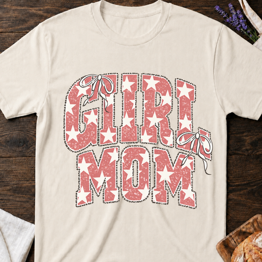 Girl Mom T-shirt - Stars en Coquette Bows Graphic Tee