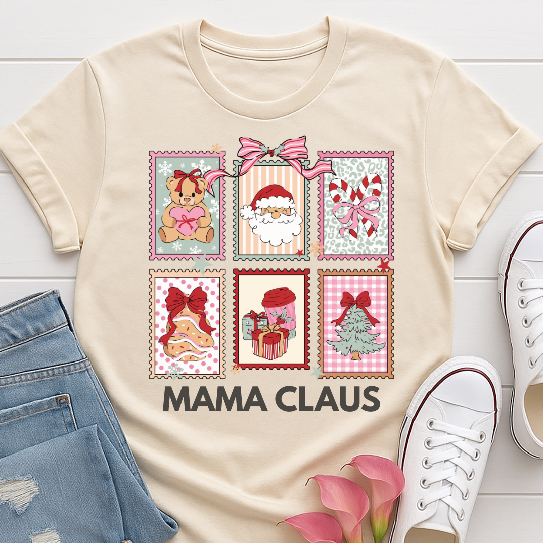 Mama Claus Stamps Christmas T-shirt