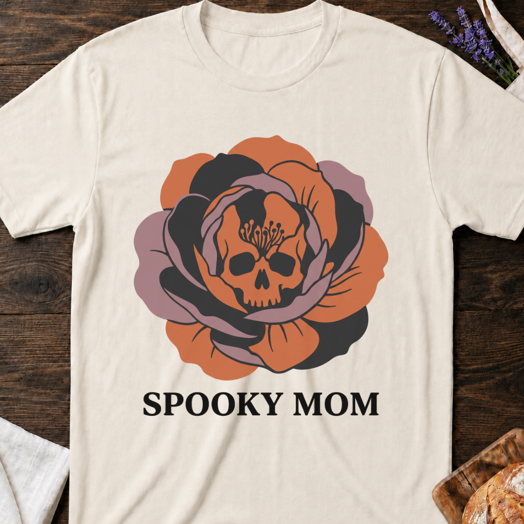Spooky Mom T‑Shirt - Flower Skull Halloween Tee