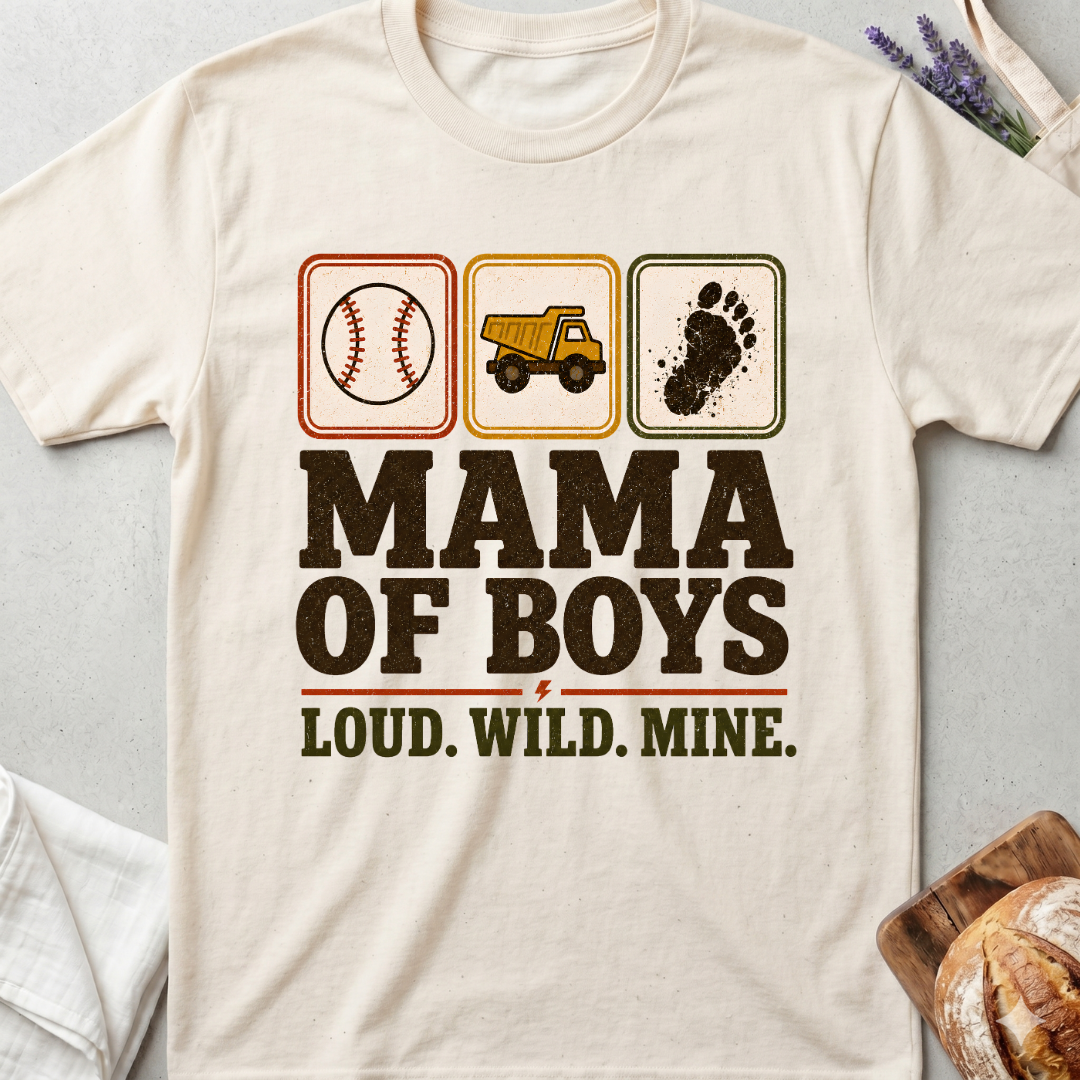 Mama of Boys Loud Wild Mine Stamps T-shirt