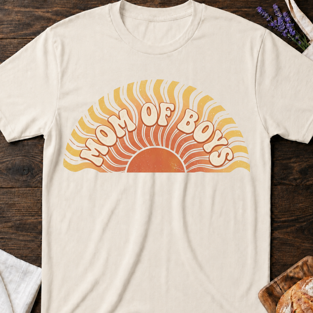 Mom Of Boys Retro Sunset T-shirt