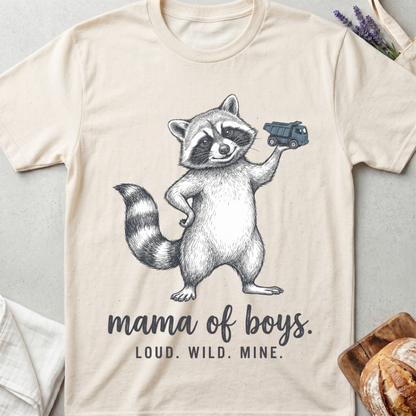 Mama of Boys Raccoon T-shirt | Loud Wild Mine Tee
