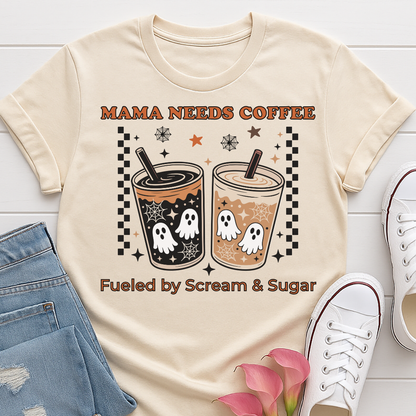 Mama Needs Coffee Halloween Mom T-shirt