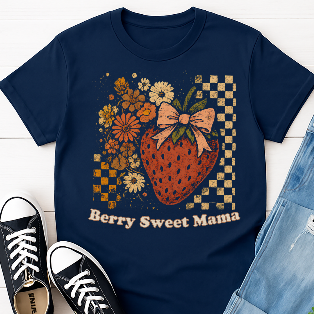 Berry Sweet Mama Strawberry Floral T-shirt