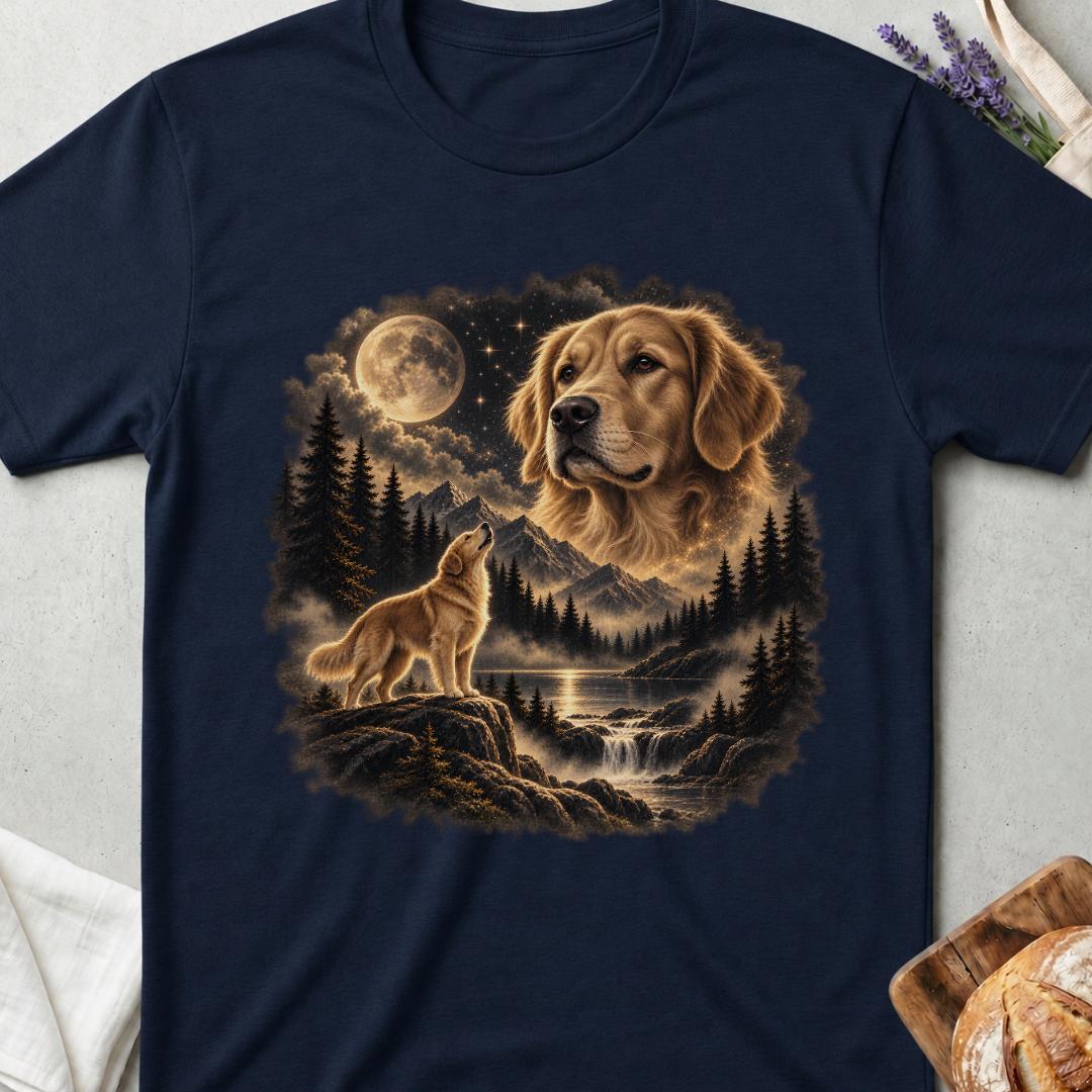 Golden Retriever Howling Moon T-Shirt