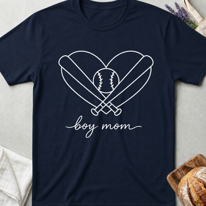 Boy Mom Baseball Heart T-Shirt