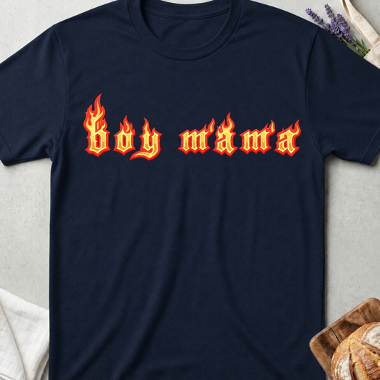 Boy Mama Flame Graphic T-Shirt