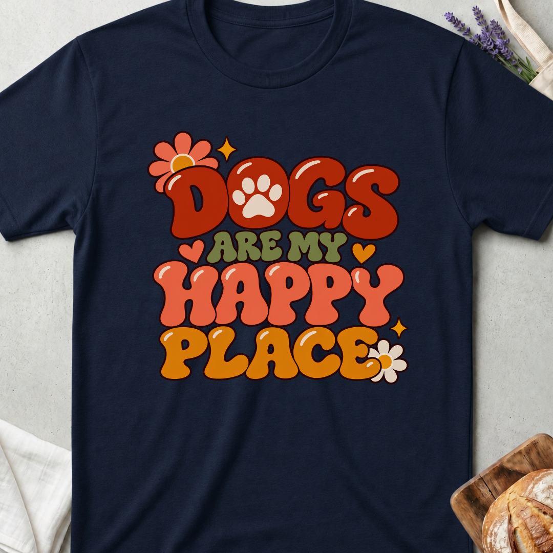 Dogs Are My Happy Place Retro T-Shirt