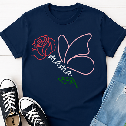 Mama Butterfly Floral T-shirt - Soft & Elegant Mom Tee
