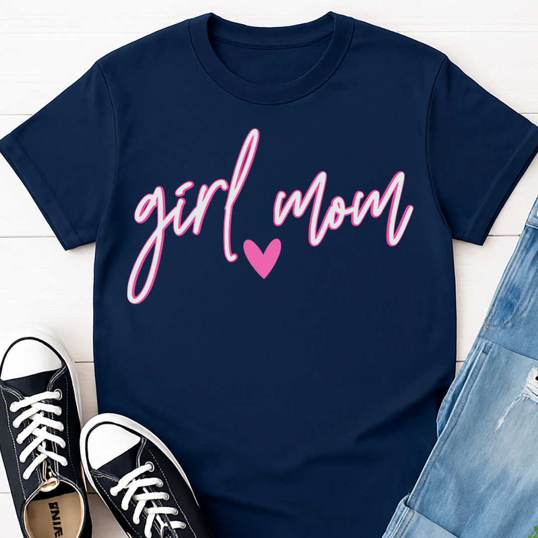 Girl Mom Script Heart T-shirt