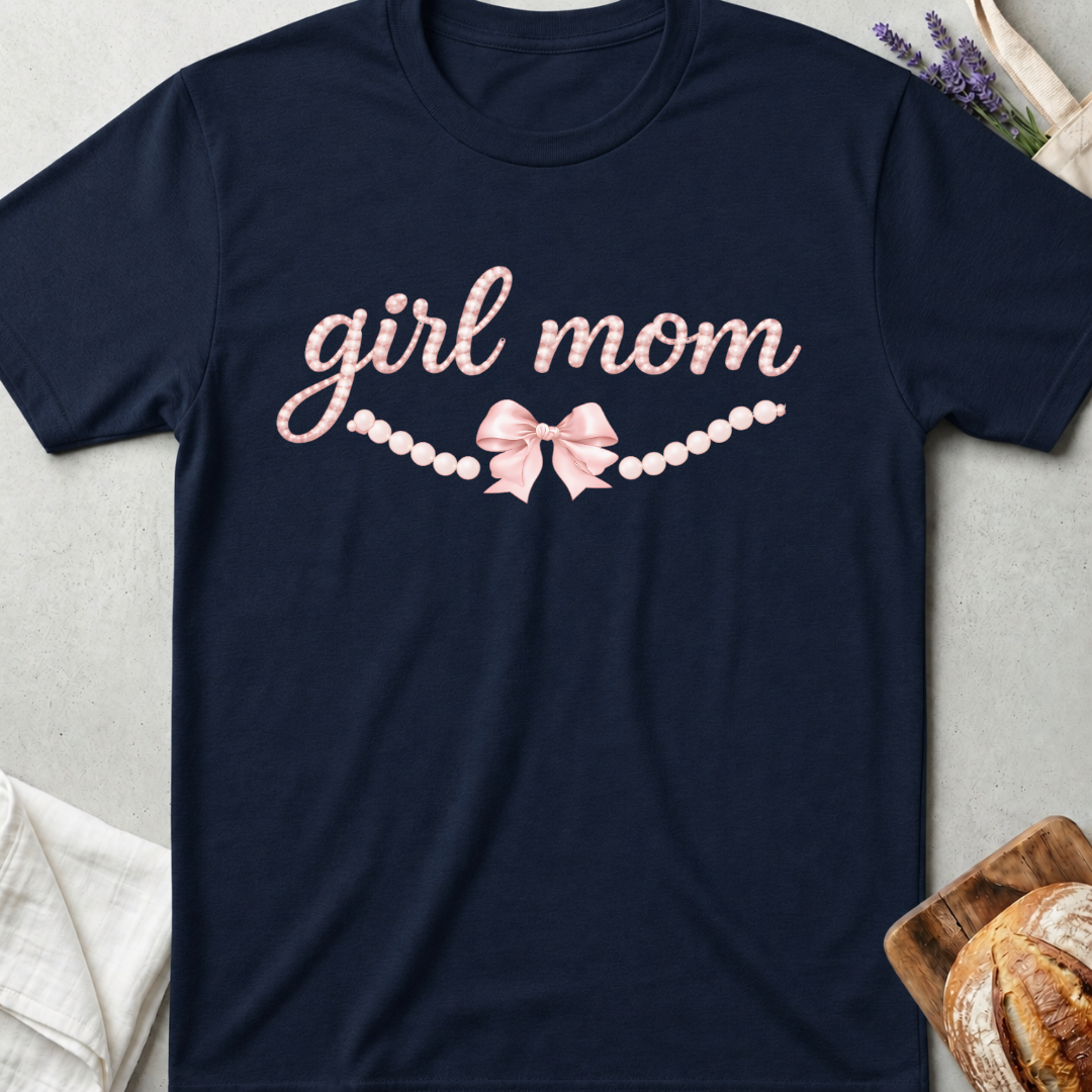 Girl Mom Tee – Cute Coquette Bow Mom T-Shirt