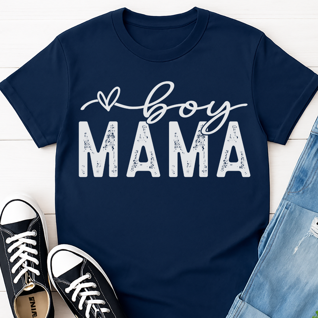 Boy Mama Distressed T-shirt - Trendy Mom Tee