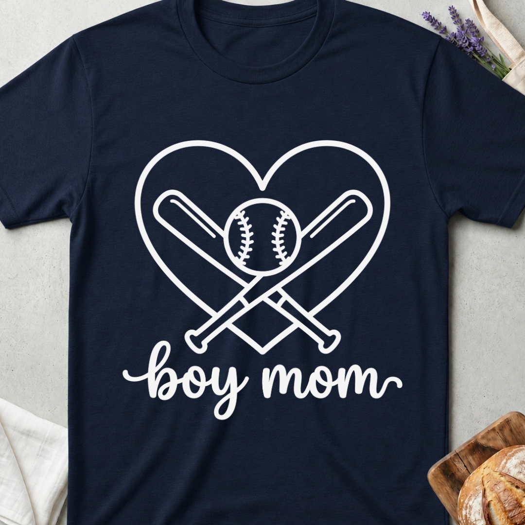 Boy Mom Baseball Heart T-Shirt