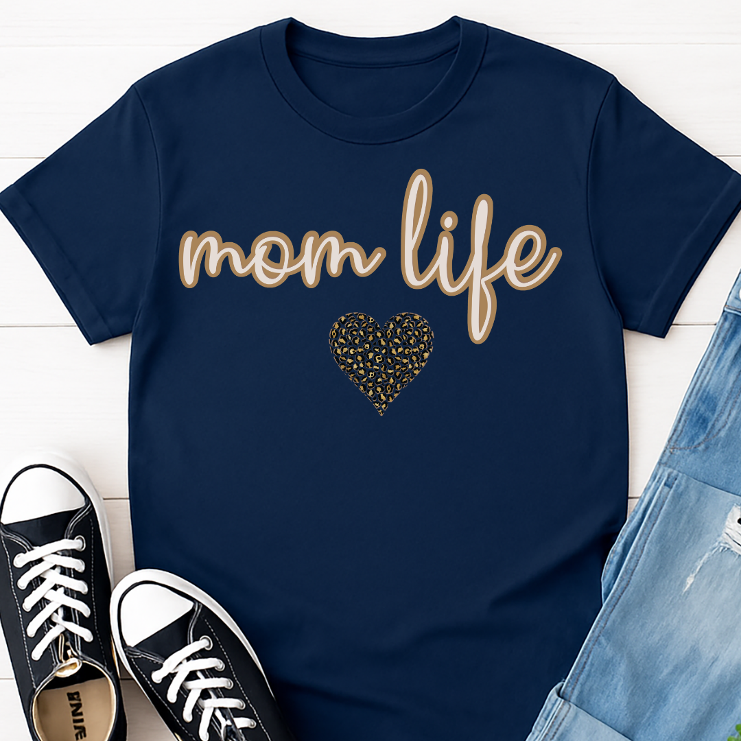 Mom Life Leopard Heart T-shirt - Cute Mama Tee