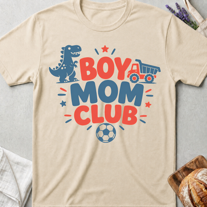 Boy Mom Club T-Shirt - Cute Sports & Dino Mama Tee