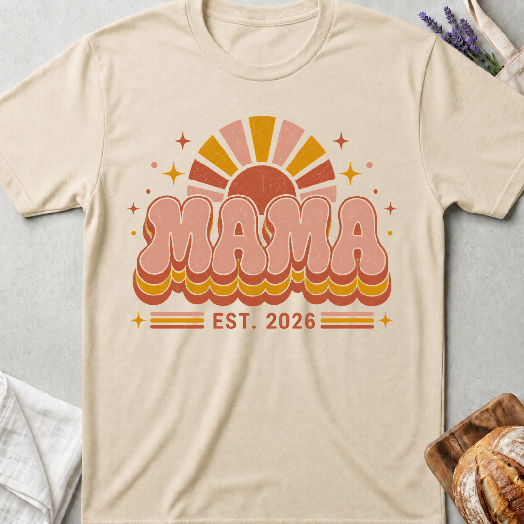 Retro Mama Shirt Est. 2026 – Vintage Boho Mom Tee