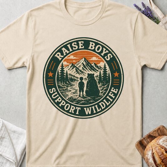 Raise Boys Support Wildlife Shirt | Funny Boy Mom Nature Tee