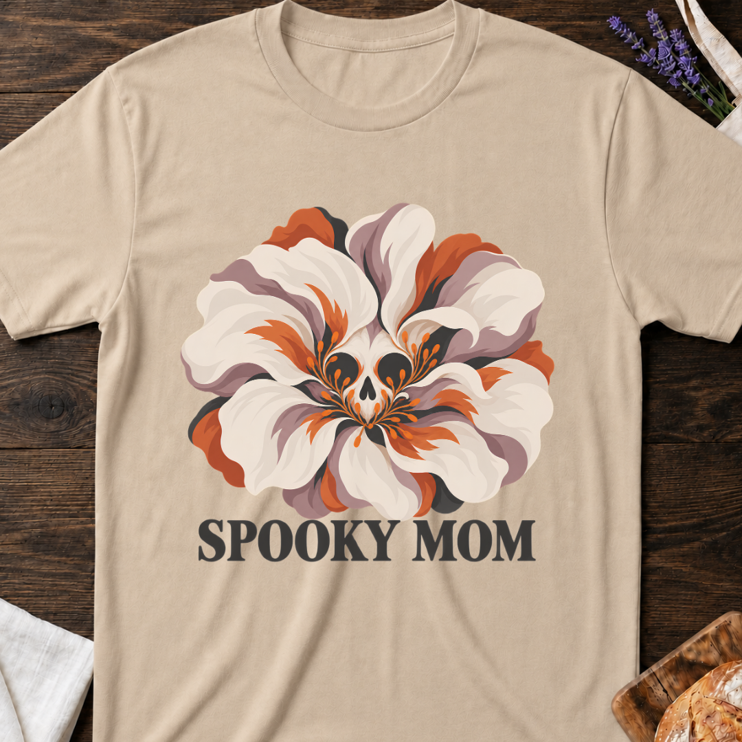 Spooky Mom Vintage Flower Skull Graphic T-Shirt