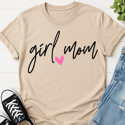 Girl Mom Script Heart T-shirt