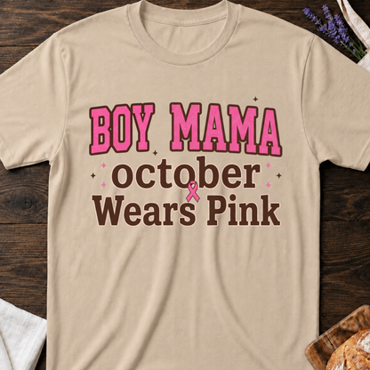 Boy Mama October Wears Pink T-Shirt