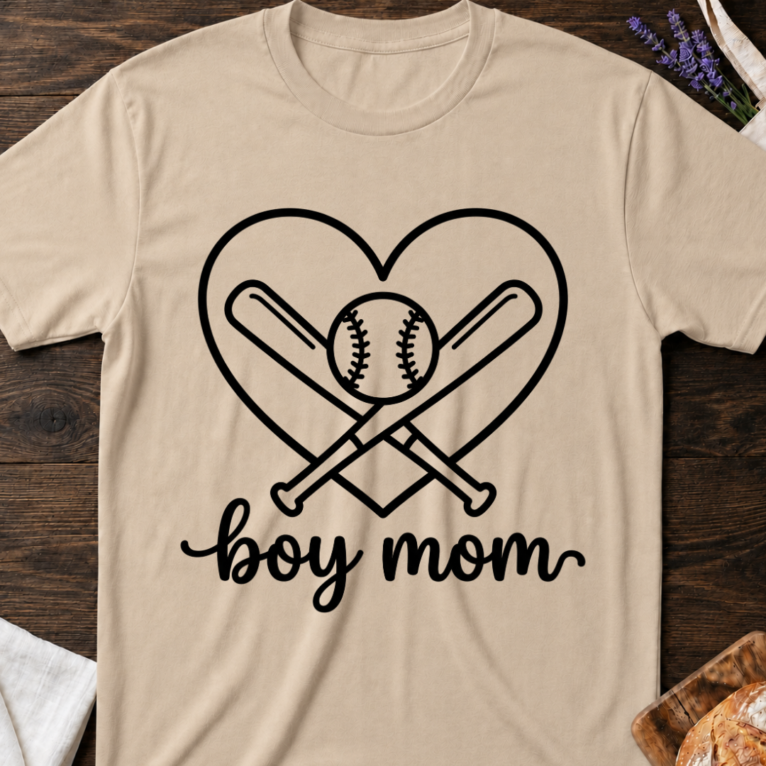 Boy Mom Baseball Heart T-Shirt