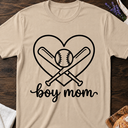 Boy Mom Baseball Heart T-Shirt