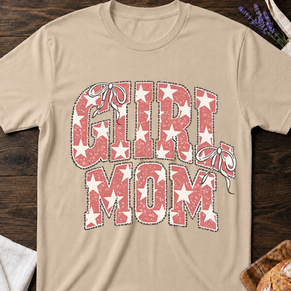 Girl Mom T-shirt - Stars en Coquette Bows Graphic Tee