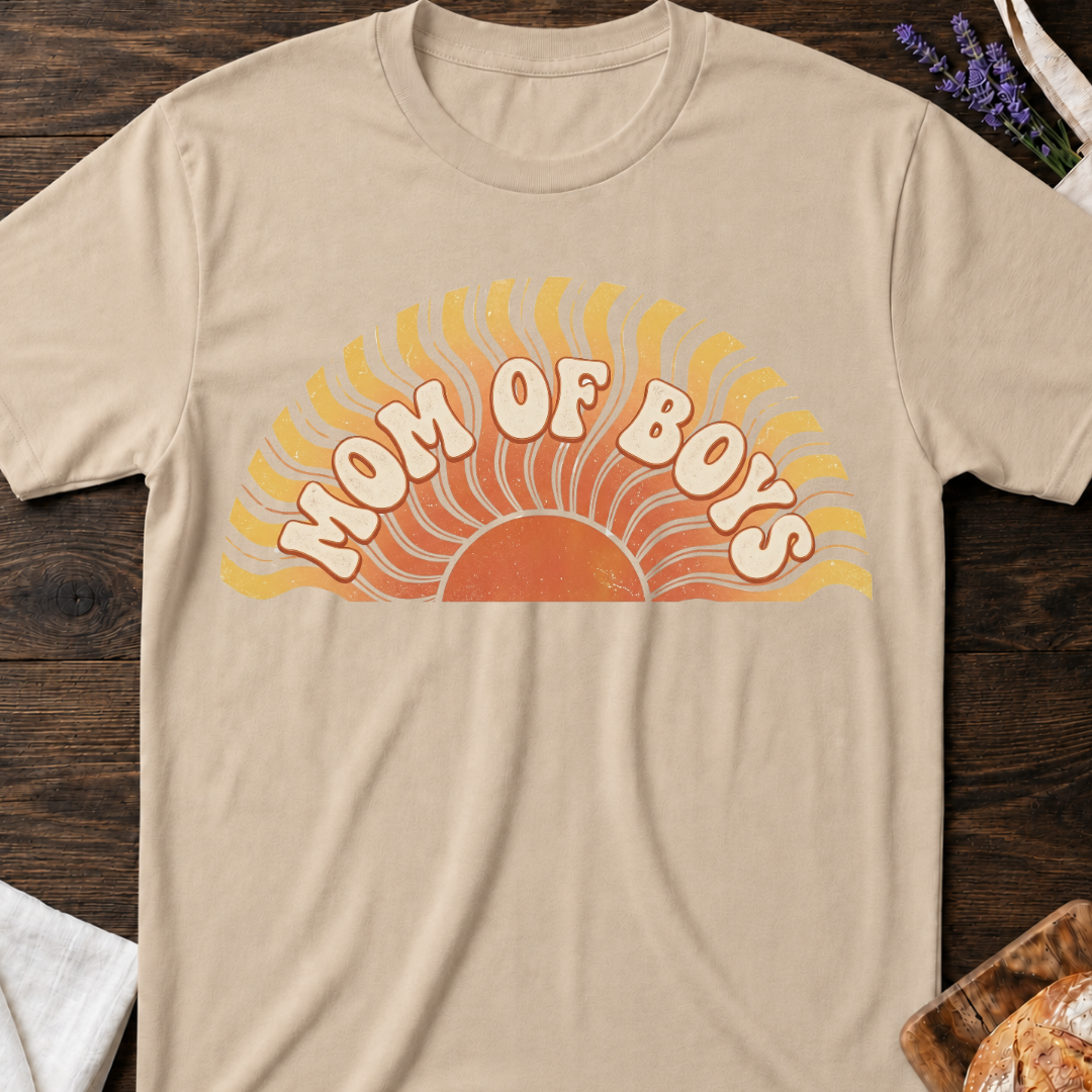 Mom Of Boys Retro Sunset T-shirt