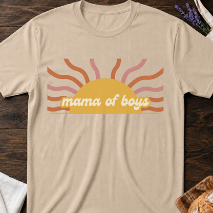 Mama of Boys Retro Sunset T-shirt | Vintage Boy Mom Graphic Tee