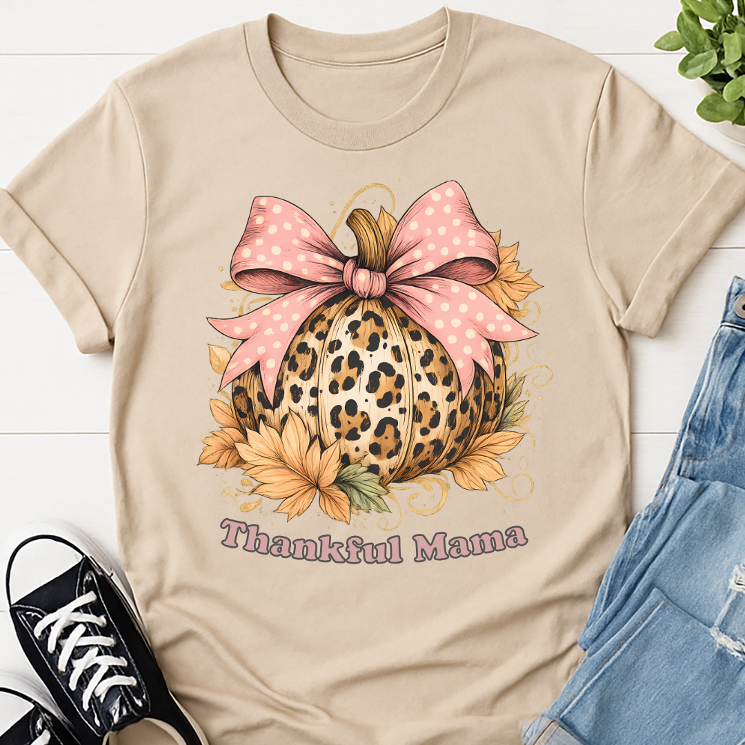 Thankful Mama Leopard Fall T-shirt