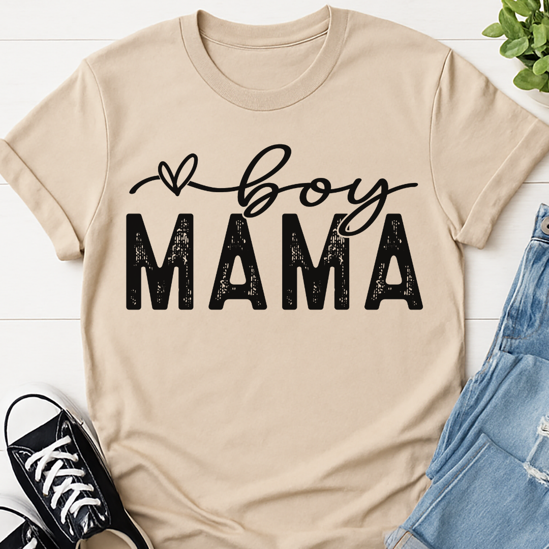 Boy Mama Distressed T-shirt - Trendy Mom Tee