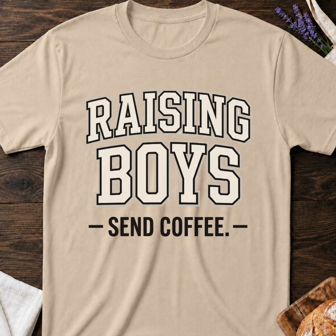 Raising Boys Coffee T-Shirt