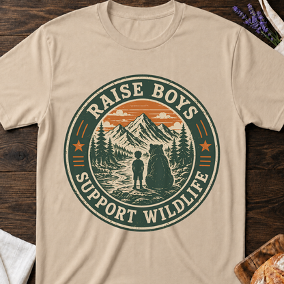 Raise Boys Support Wildlife Shirt | Funny Boy Mom Nature Tee