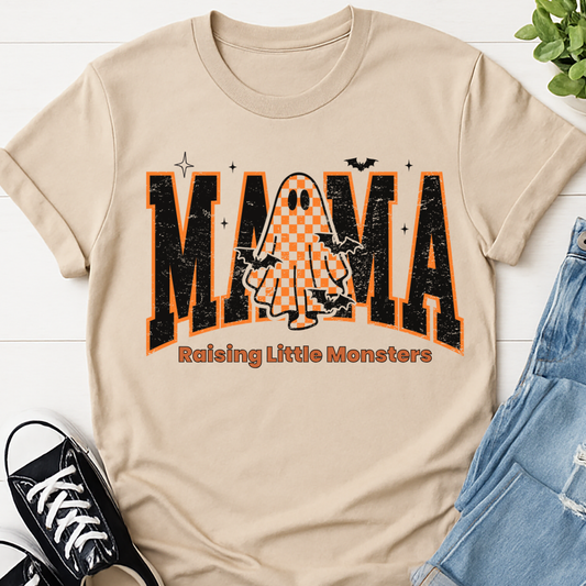 Mama Raising Little Monsters Halloween Mom T-shirt