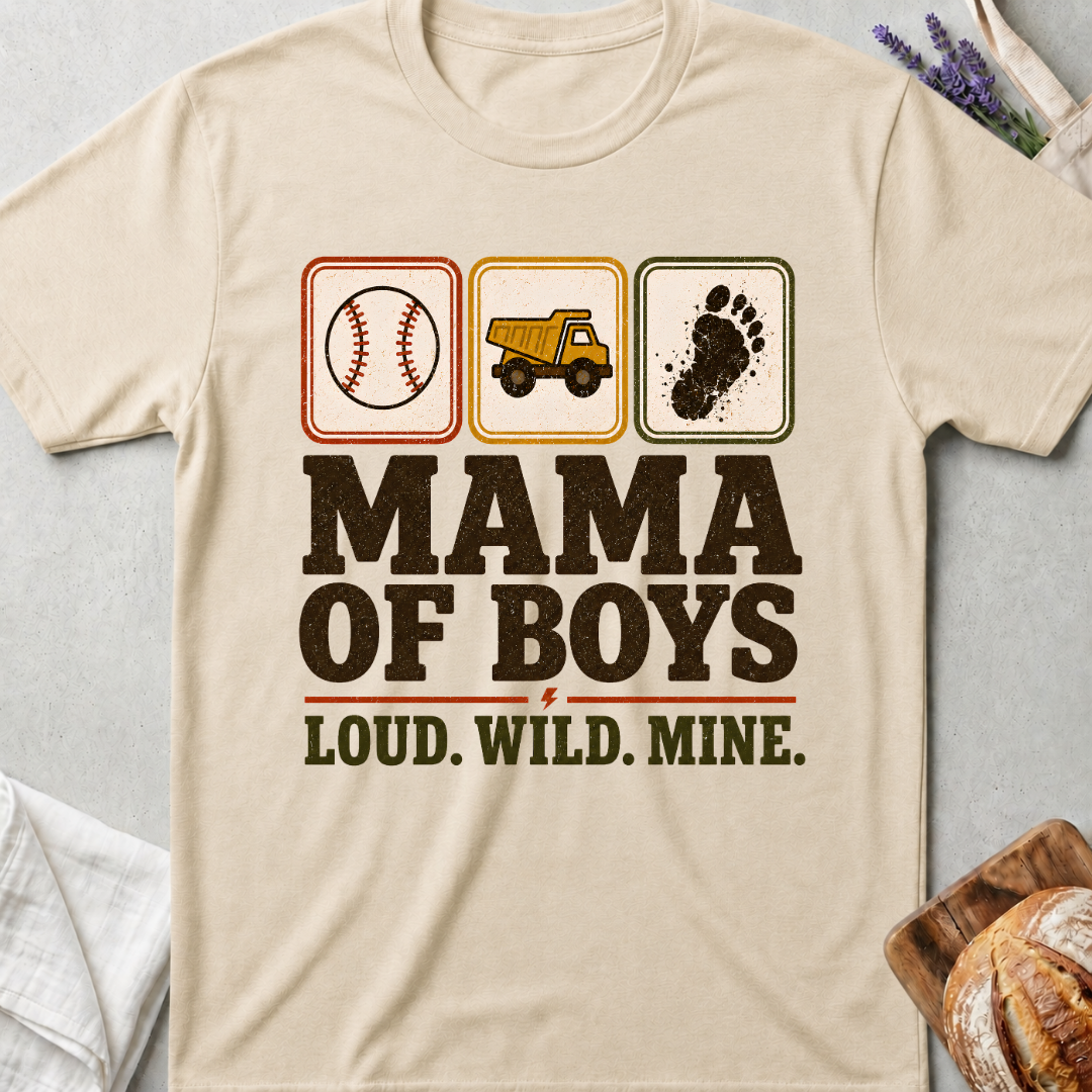 Mama of Boys Loud Wild Mine Stamps T-shirt