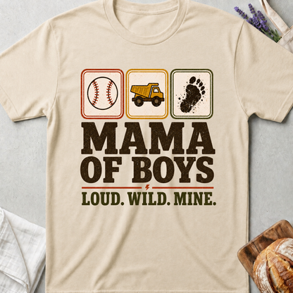 Mama of Boys Loud Wild Mine Stamps T-shirt