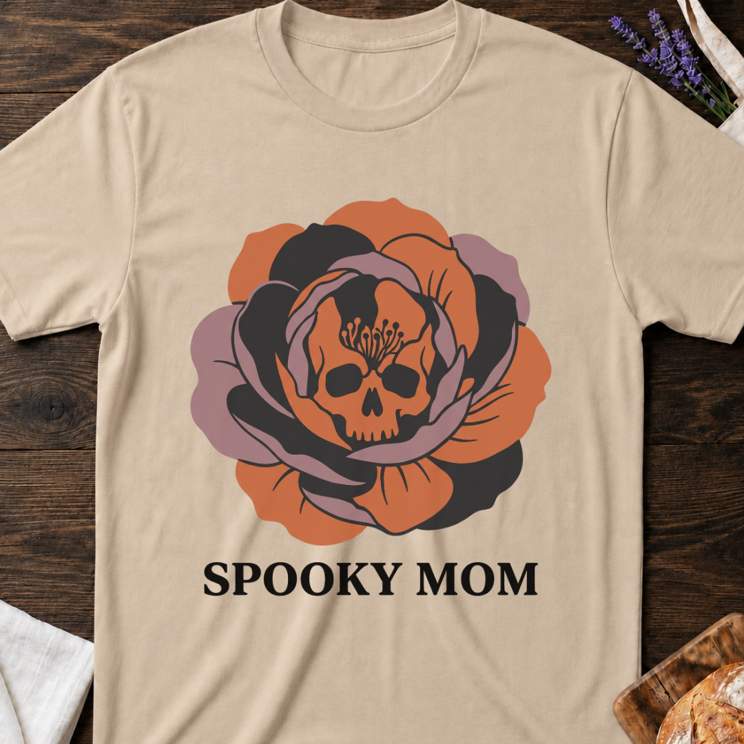 Spooky Mom T‑Shirt - Flower Skull Halloween Tee