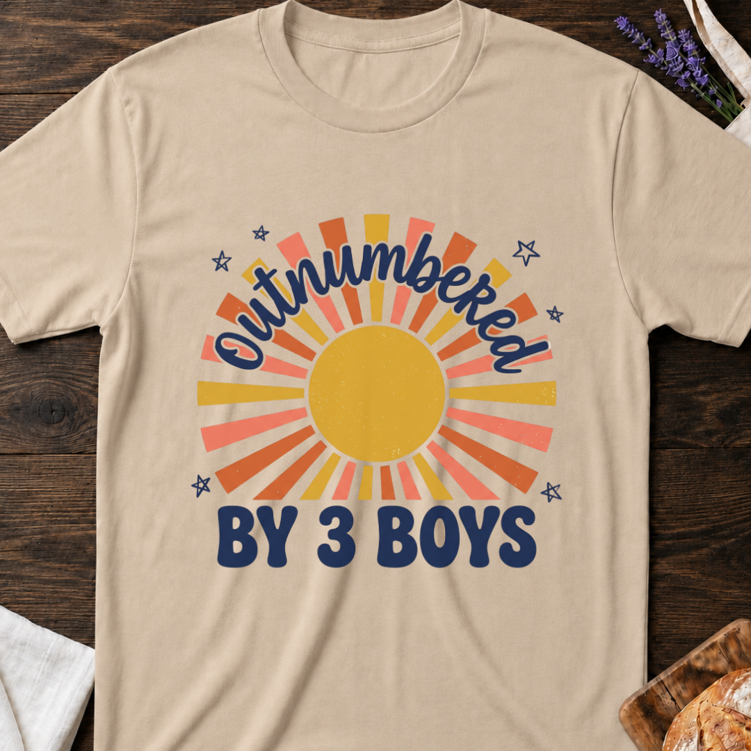 Outnumbered by 3 Boys Mom T-Shirt