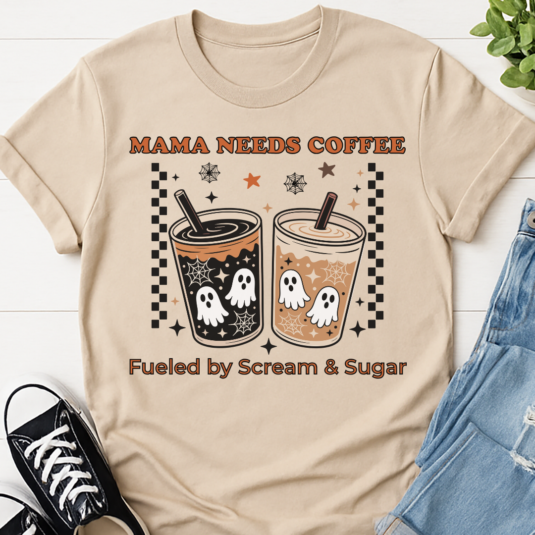 Mama Needs Coffee Halloween Mom T-shirt