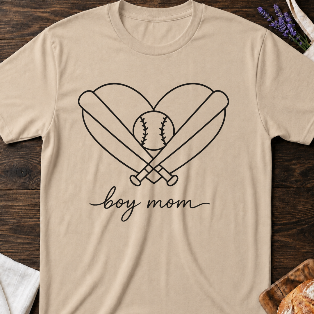 Boy Mom Baseball Heart T-Shirt