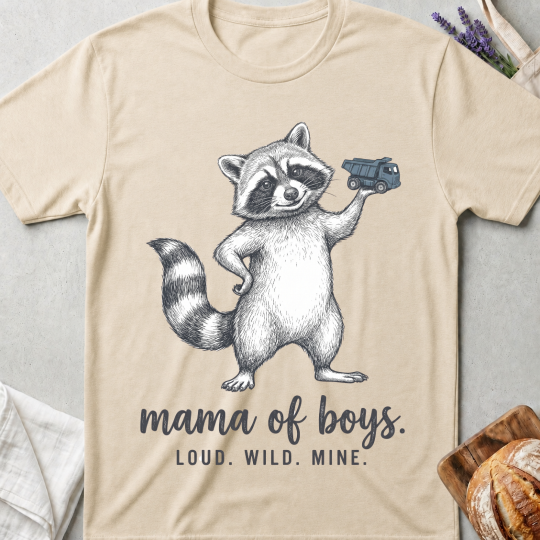 Mama of Boys Raccoon T-shirt | Loud Wild Mine Tee